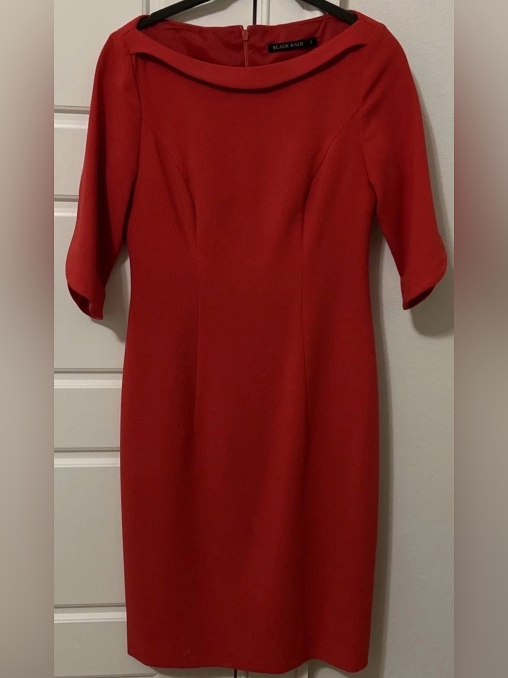 Black Halo Scarlet Red Midi Sheath Dress